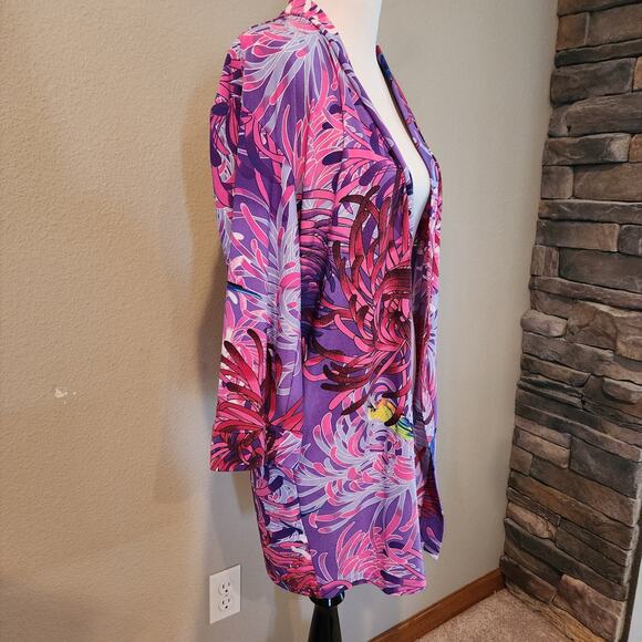 Attitudes by Renee Open Front Cardigan Kimono Duster Cover Up Small - Picture 2 of 7